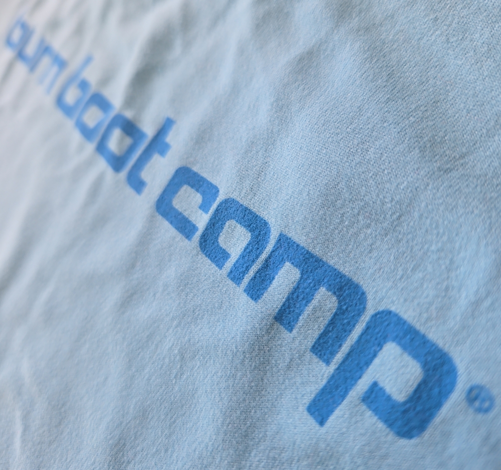 Burn Boot Camp Light Blue Graphic Tank Top Logo